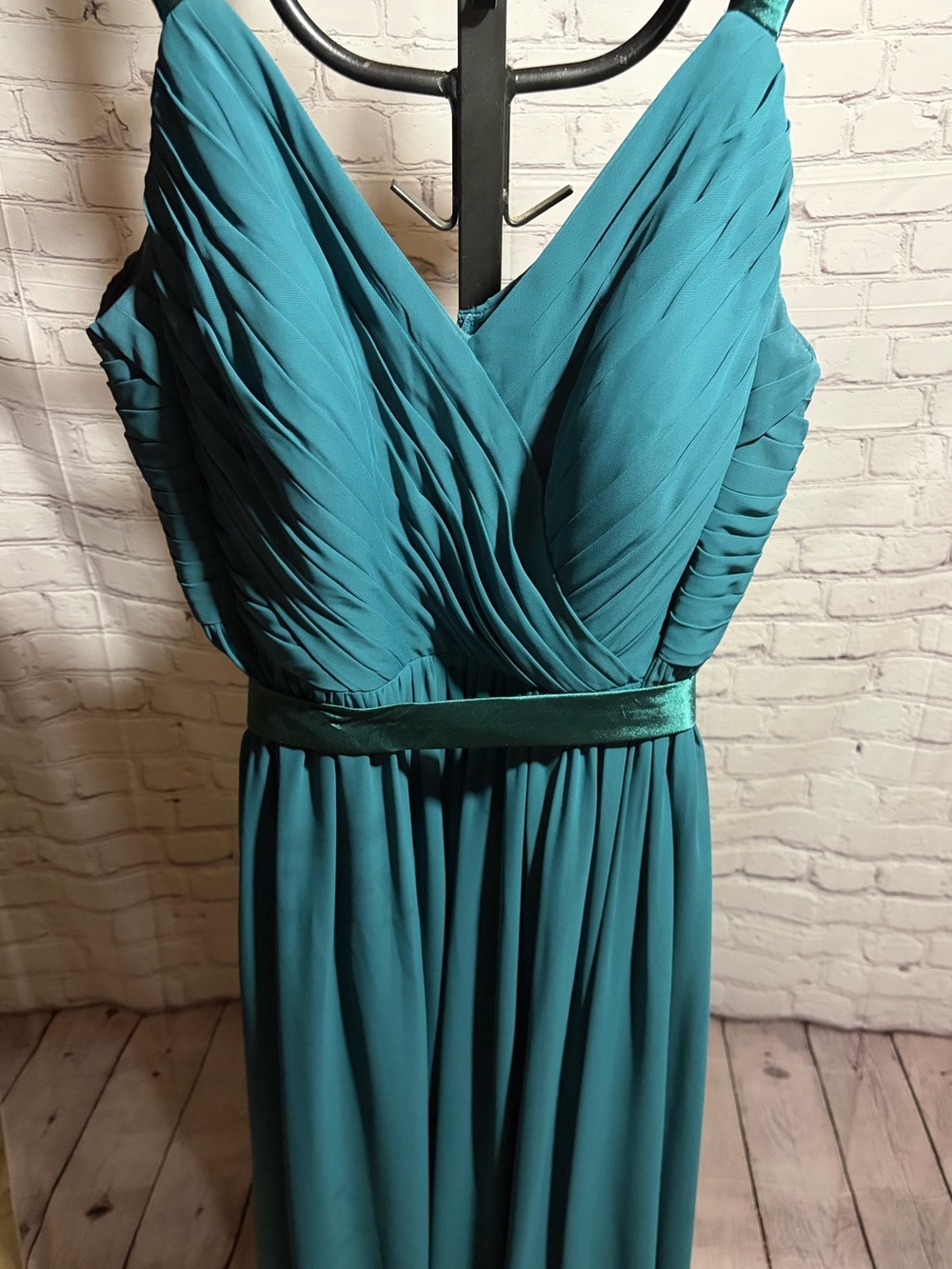 Azazie Teal Chiffon V-Neck Maxi Dress